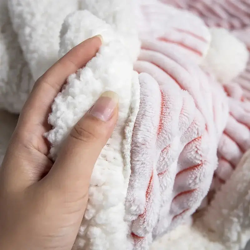 Pink Ribbed Nordic Throw Blanket