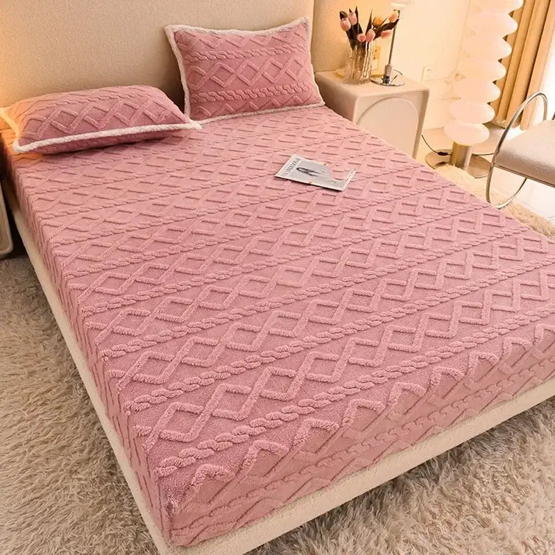 Pink Fleece Queen Bed Sheet