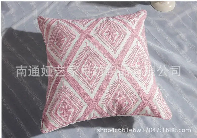 Cotton Embroidered Geometry Pillow