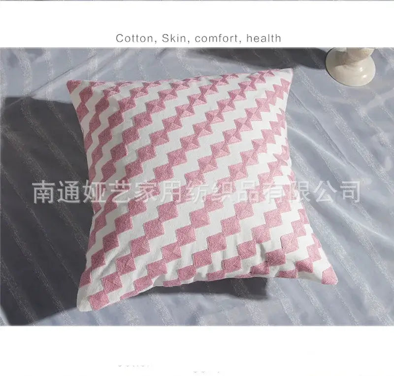 Cotton Embroidered Geometry Pillow