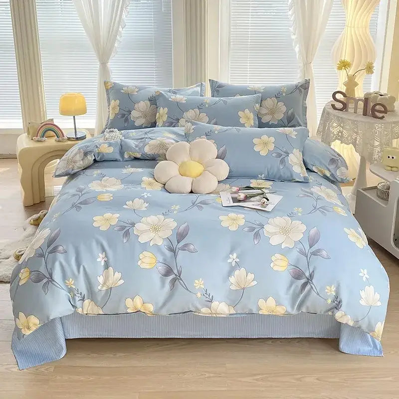 Floral Cotton Bedding Set with Satin Finish
