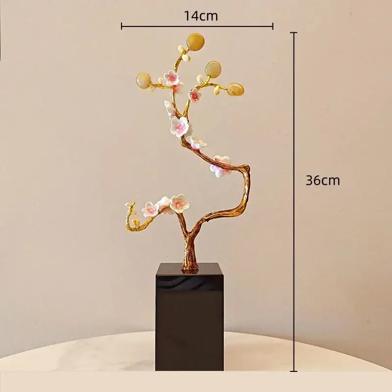 Golden Tree Crystal Statue