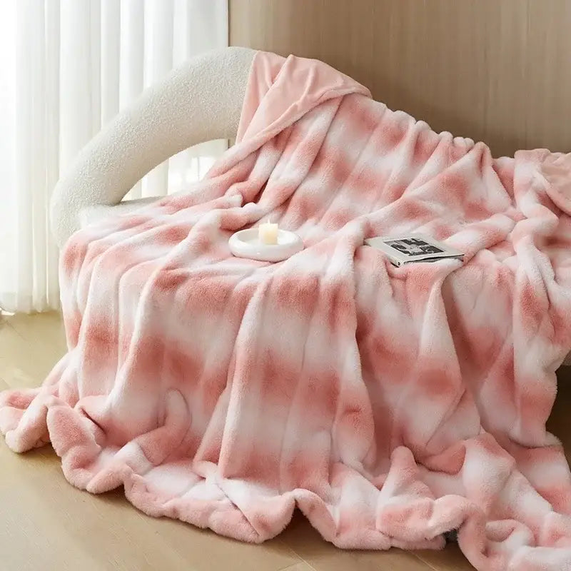 Pink Tie-Dye Fleece Blanket