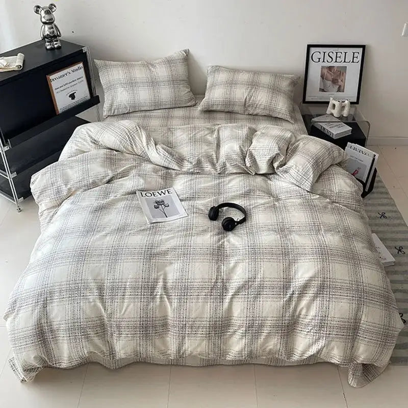 Cream Charcoal Cotton Bedding
