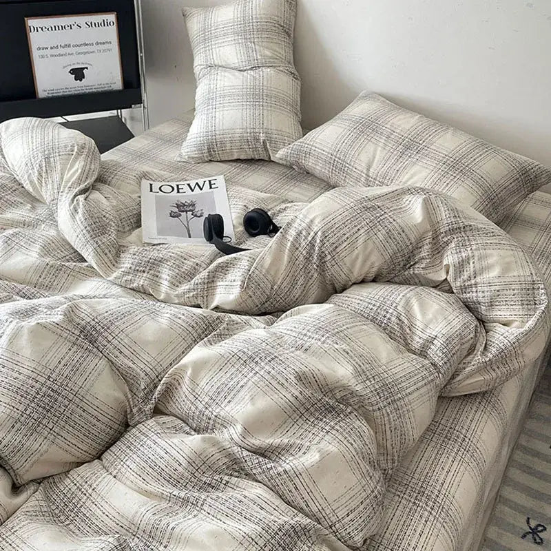 Cream Charcoal Cotton Bedding