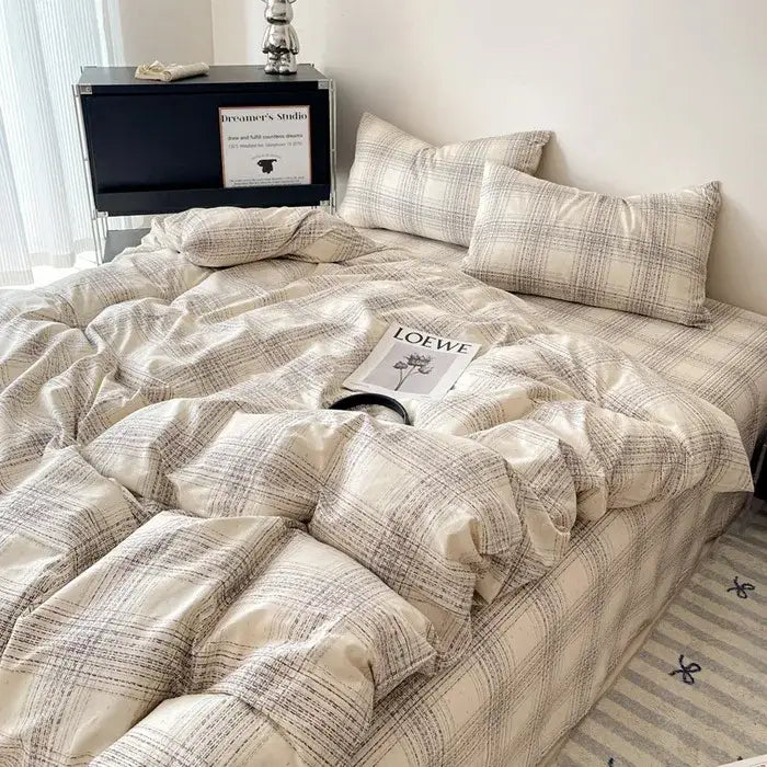 Cream Charcoal Cotton Bedding