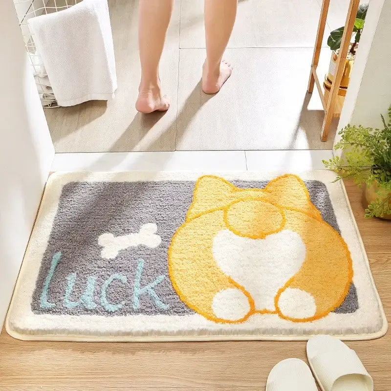 Gray Microfiber Animal Rug