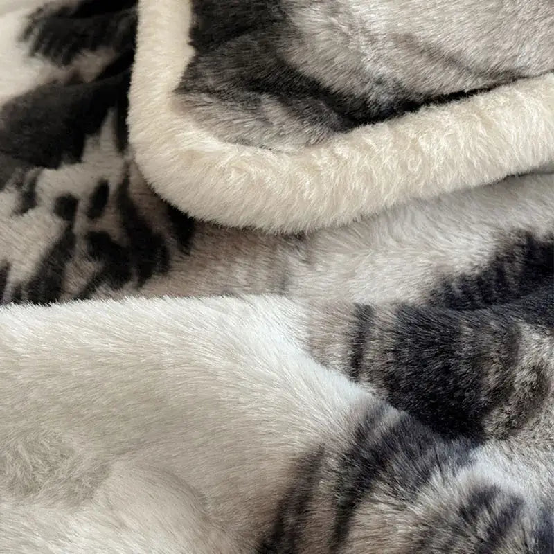 Leopard Rabbit Hair Bed Set