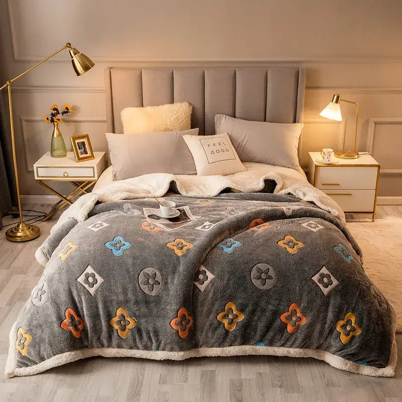 Cream Floral Wool Blanket