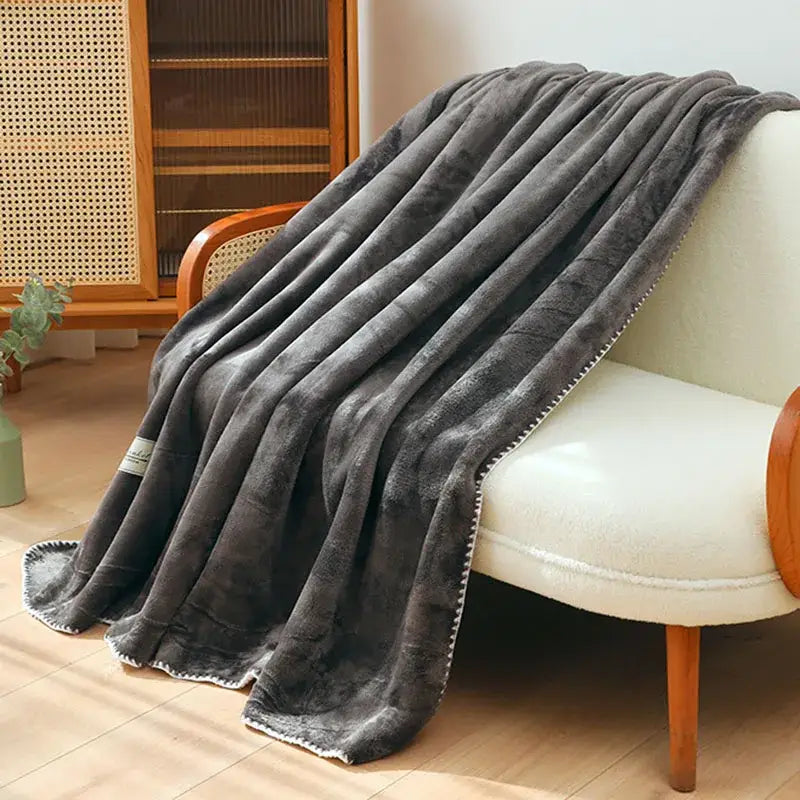Gray Double-Layer Warm Blanket