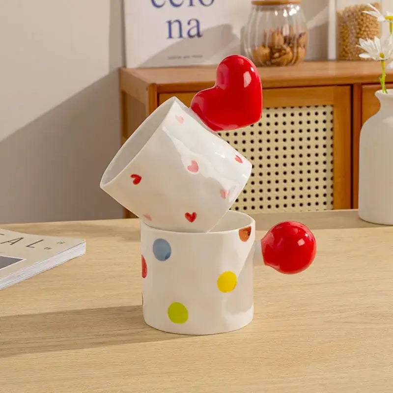 White Heart Ceramic Mug