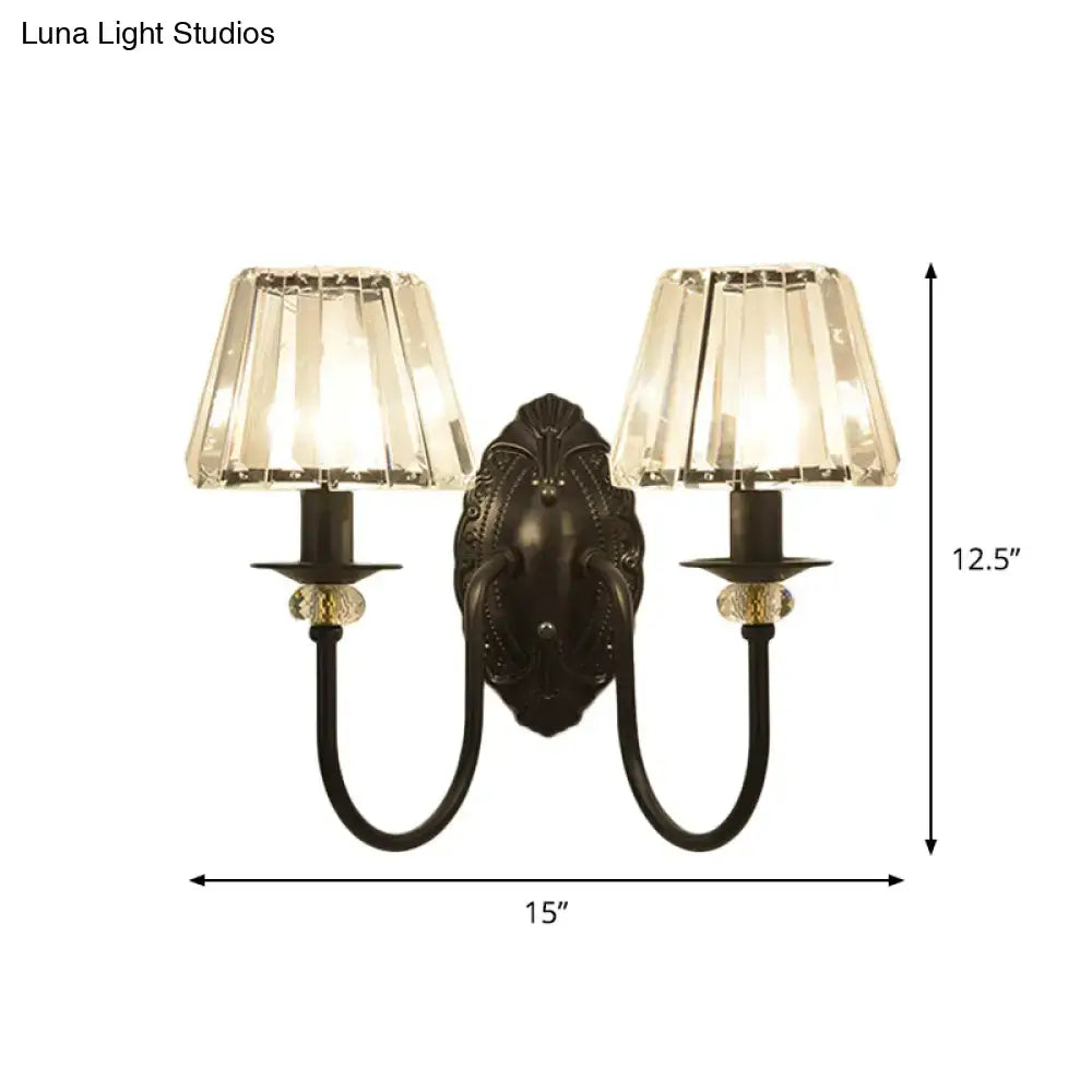 Black Crystal Drum Shape Wall Sconce