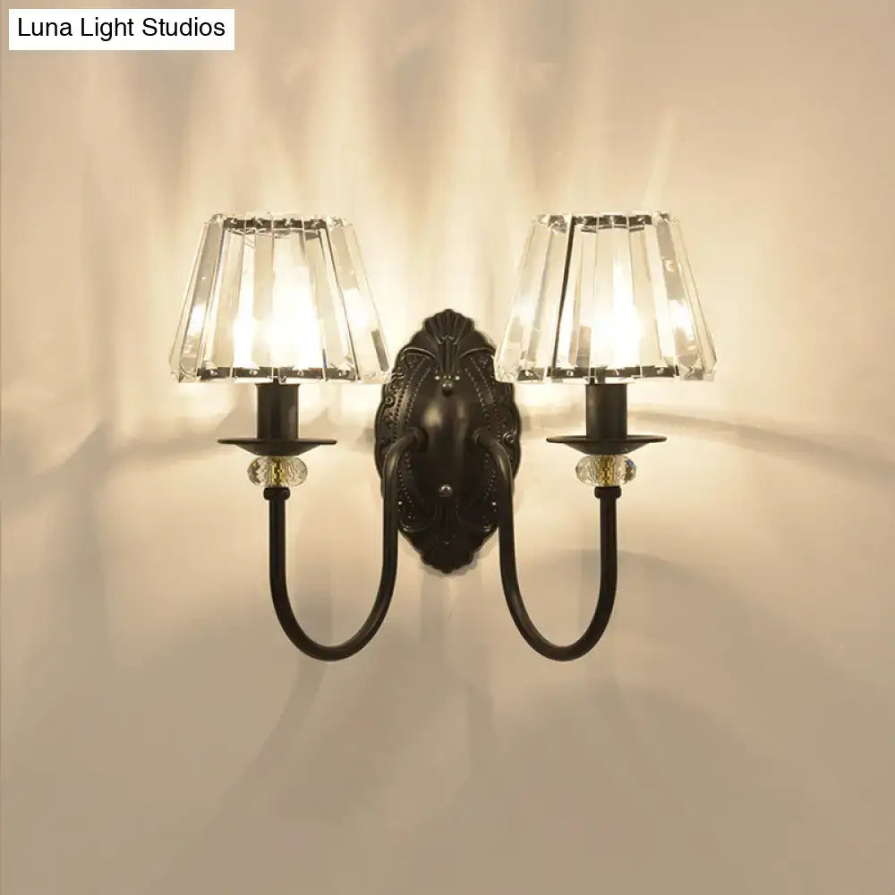 Black Crystal Drum Shape Wall Sconce