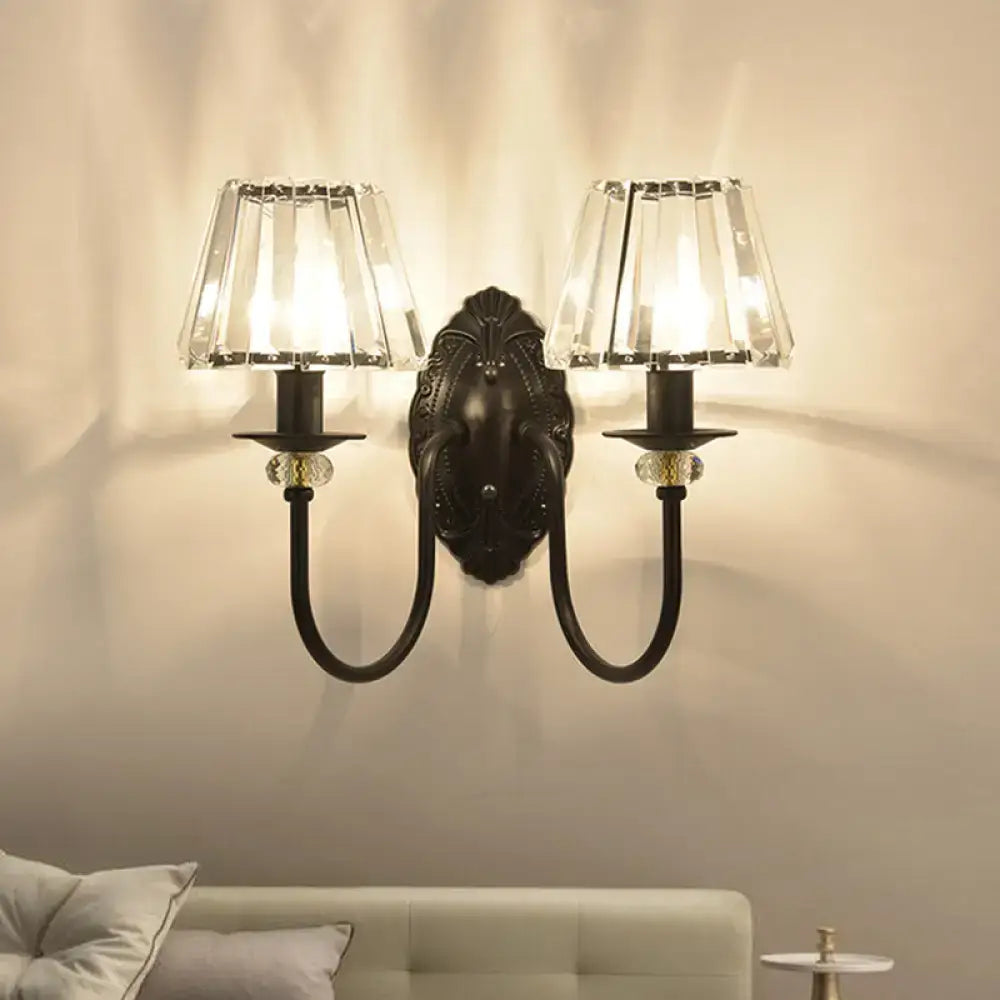 Black Crystal Drum Shape Wall Sconce