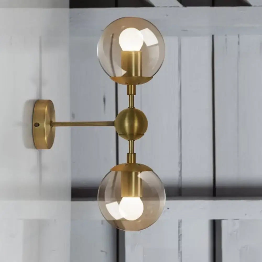 Brass Amber Globe Sconce