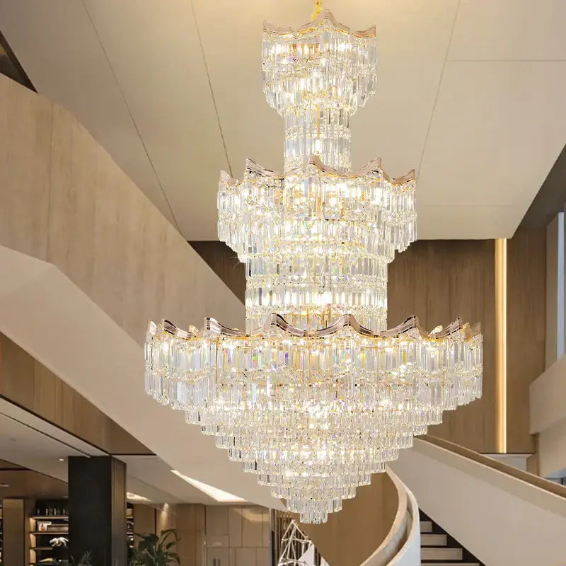 Gold Crystal Duplex Postmodern Chandelier
