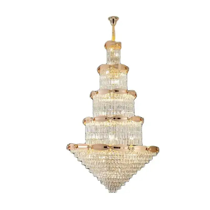 Gold Spiral Crystal Chandelier H220cm Changeable Color