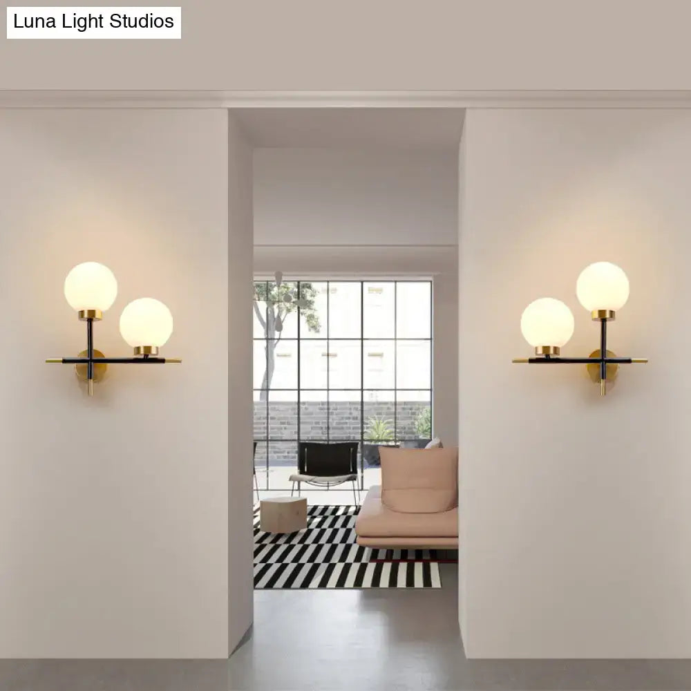 White Brass Sphere Sconce