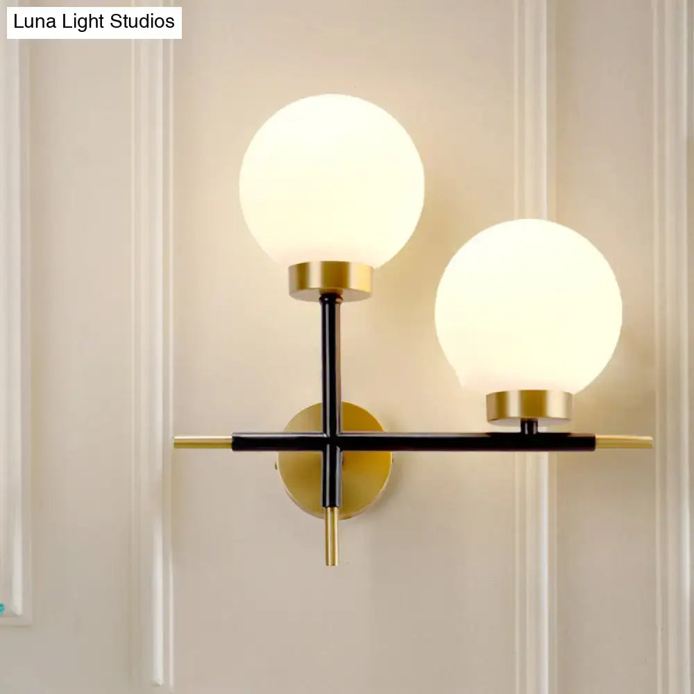 White Brass Sphere Sconce