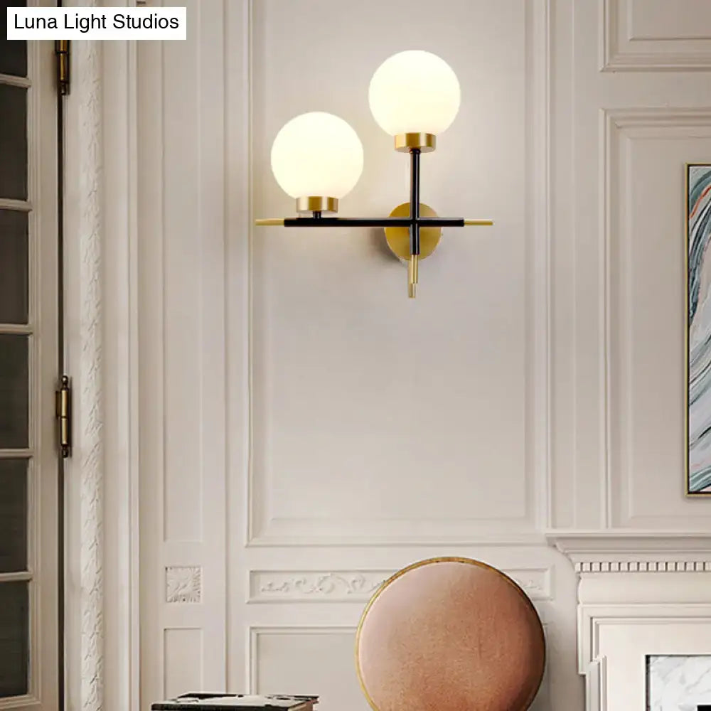 White Brass Sphere Sconce