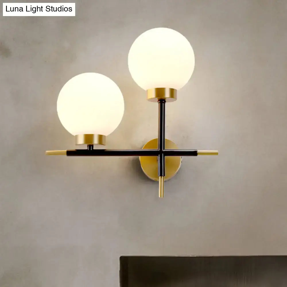 White Brass Sphere Sconce