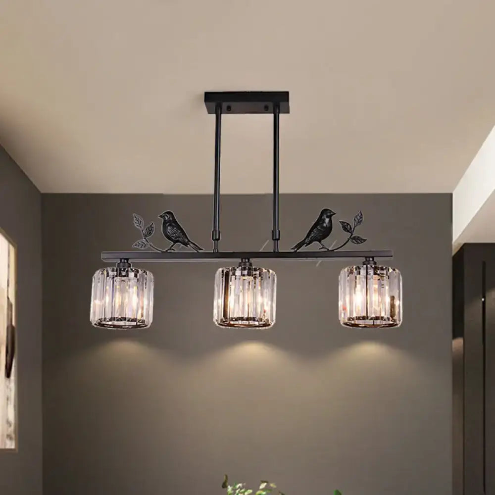 Black Gold Crystal Prism Pendant Light