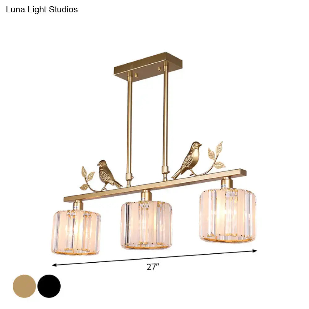 Black Gold Crystal Prism Pendant Light