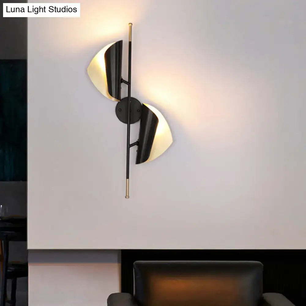 Black Gold Ribbed Leaf Wall Light