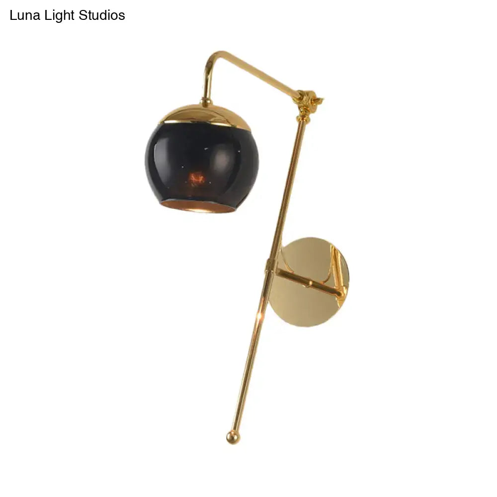 Black Glass Swing Arm Sconce