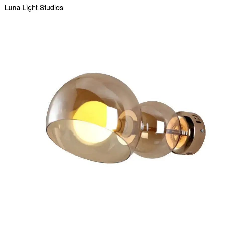 Brass Amber Glass Wall Lamp