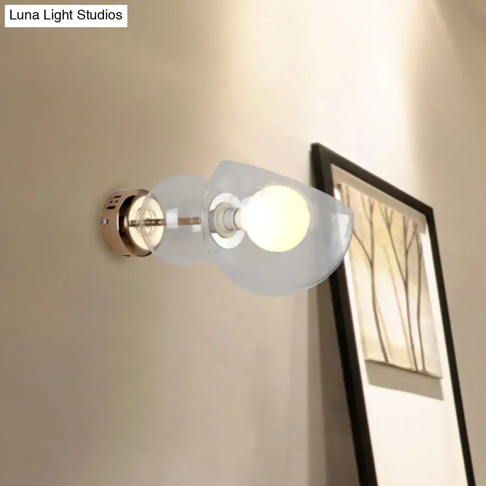 Brass Amber Glass Wall Lamp