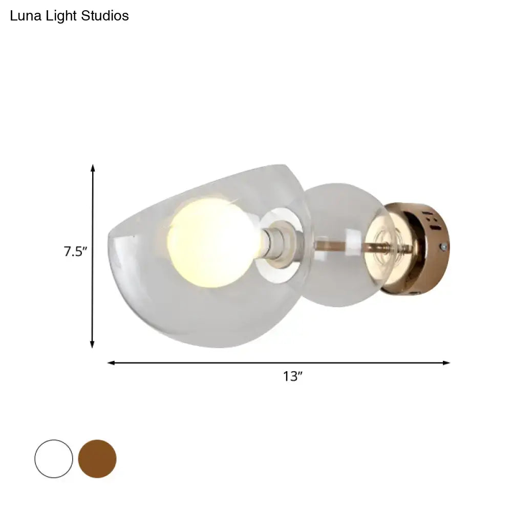 Brass Amber Glass Wall Lamp