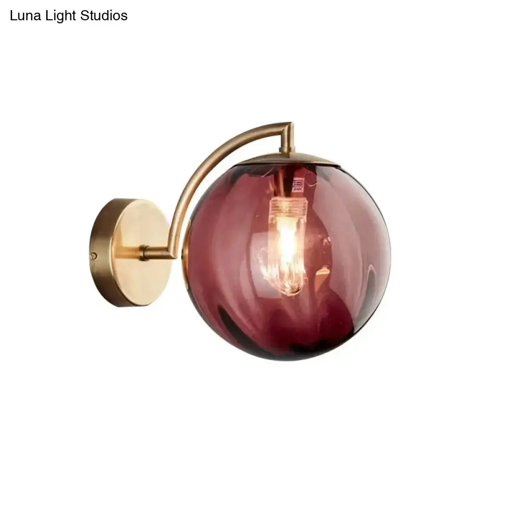 Brass Amber Ball Sconce Single-Light Head
