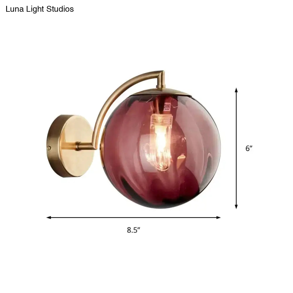 Brass Amber Ball Sconce Single-Light Head