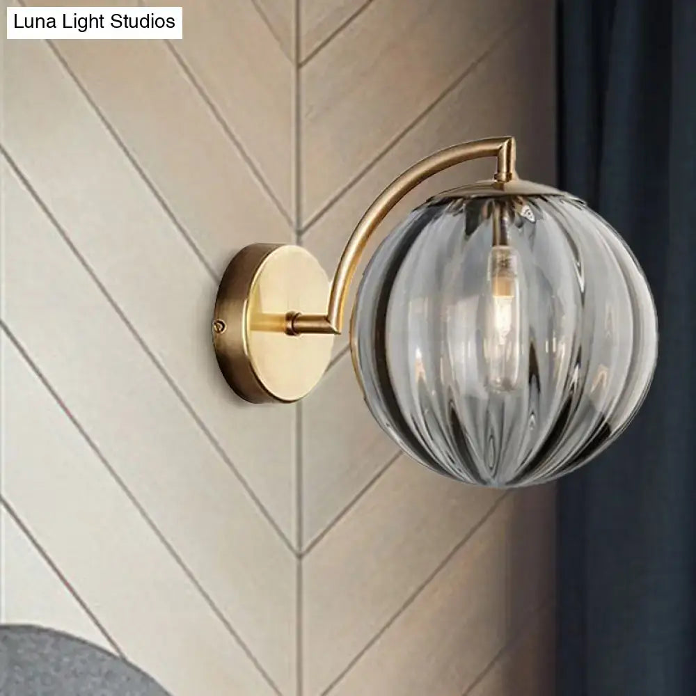 Brass Amber Ball Sconce Single-Light Head