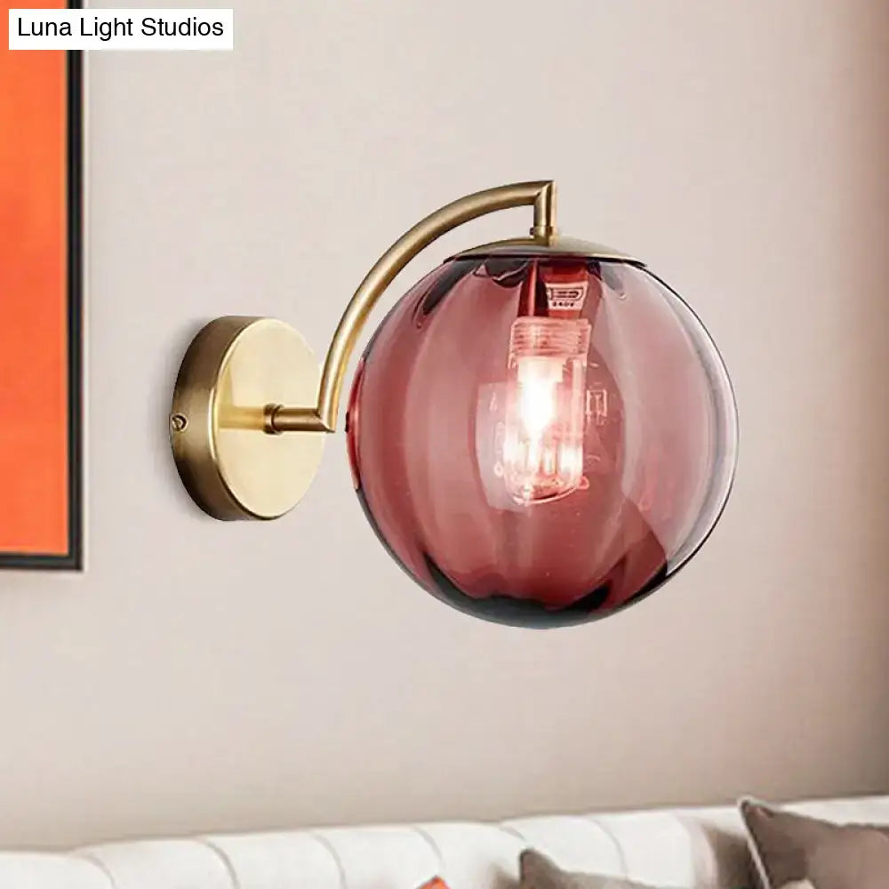 Brass Amber Ball Sconce Single-Light Head