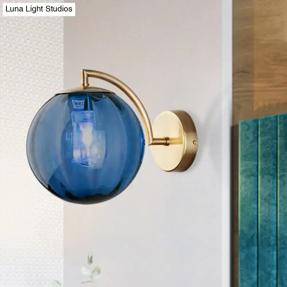 Brass Amber Ball Sconce Single-Light Head