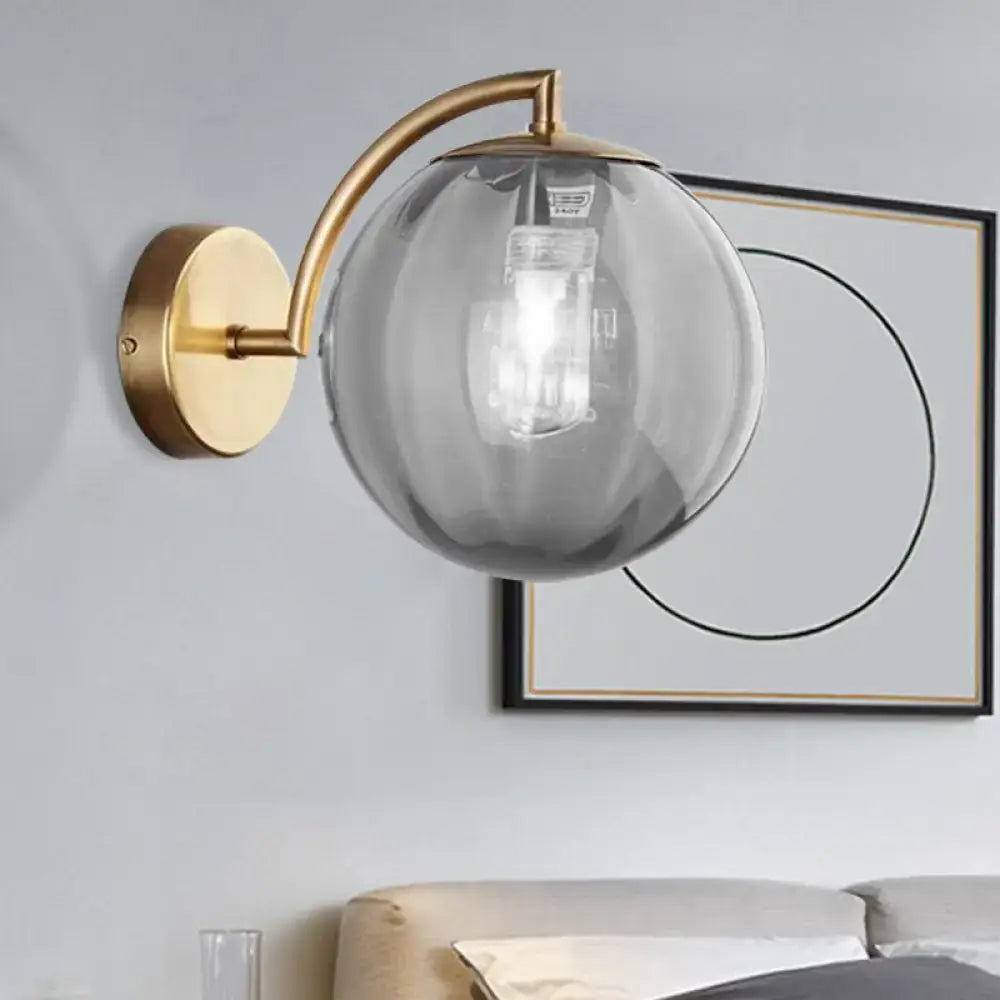 Brass Amber Ball Sconce Single-Light Head