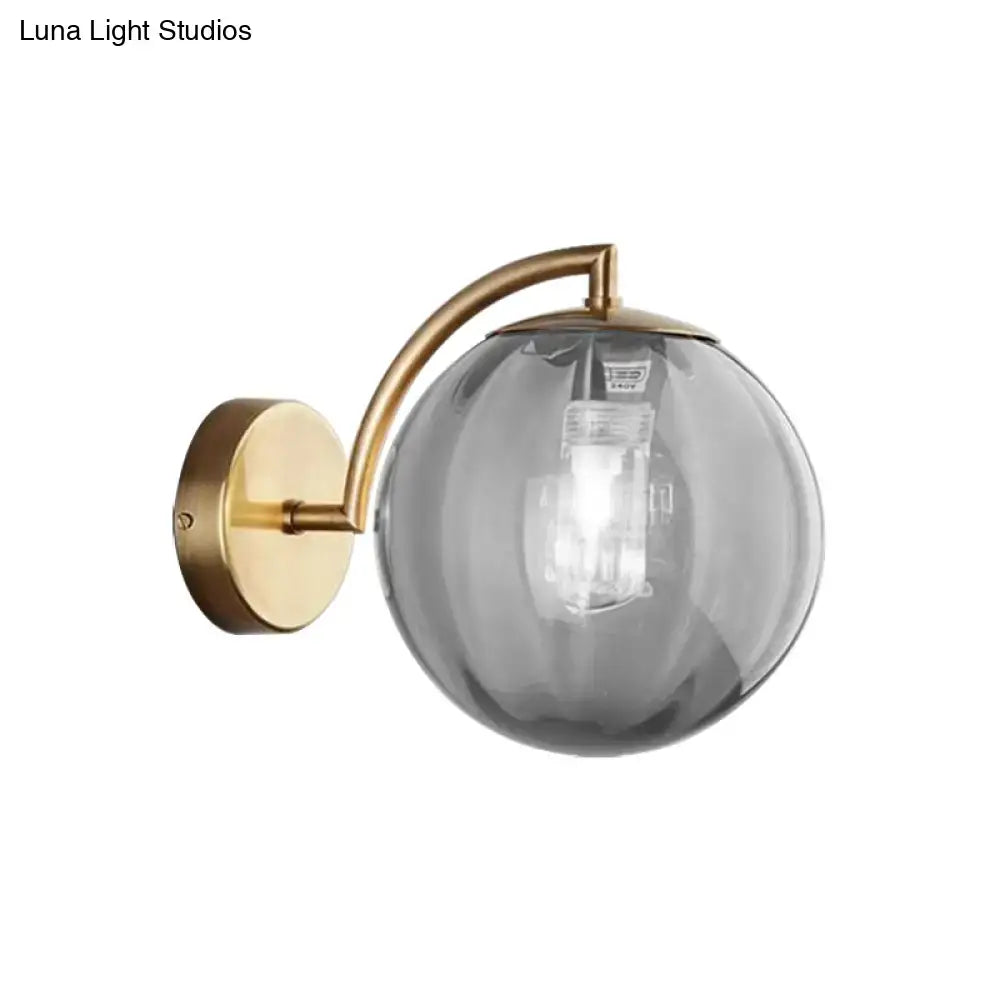 Brass Amber Ball Sconce Single-Light Head