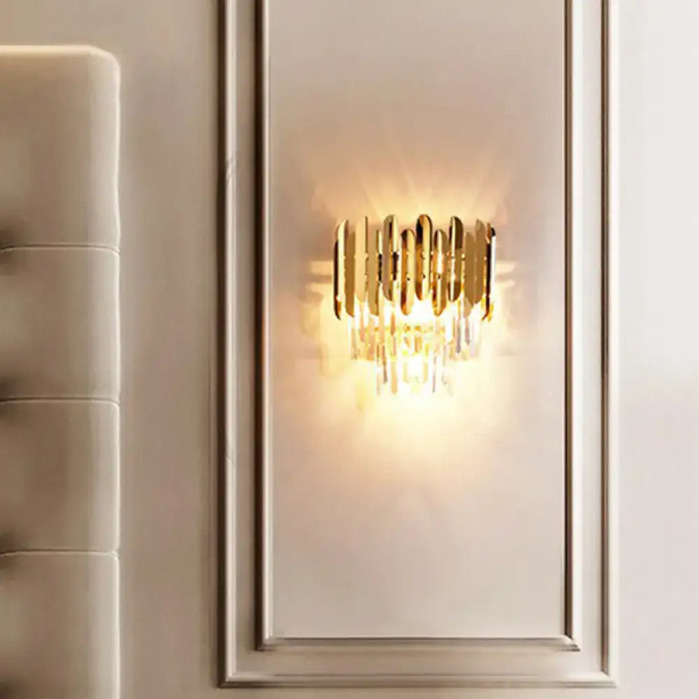 Crystal Brass Flush Sconce