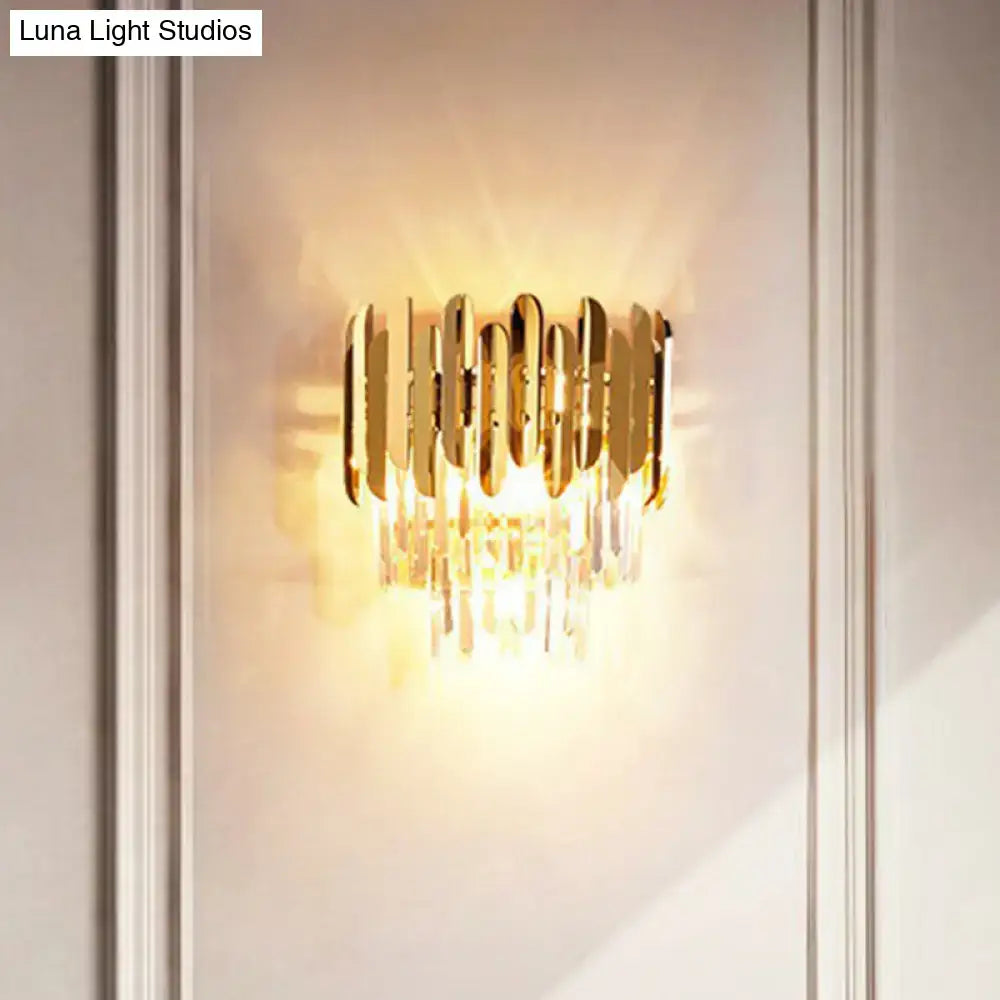 Crystal Brass Flush Sconce