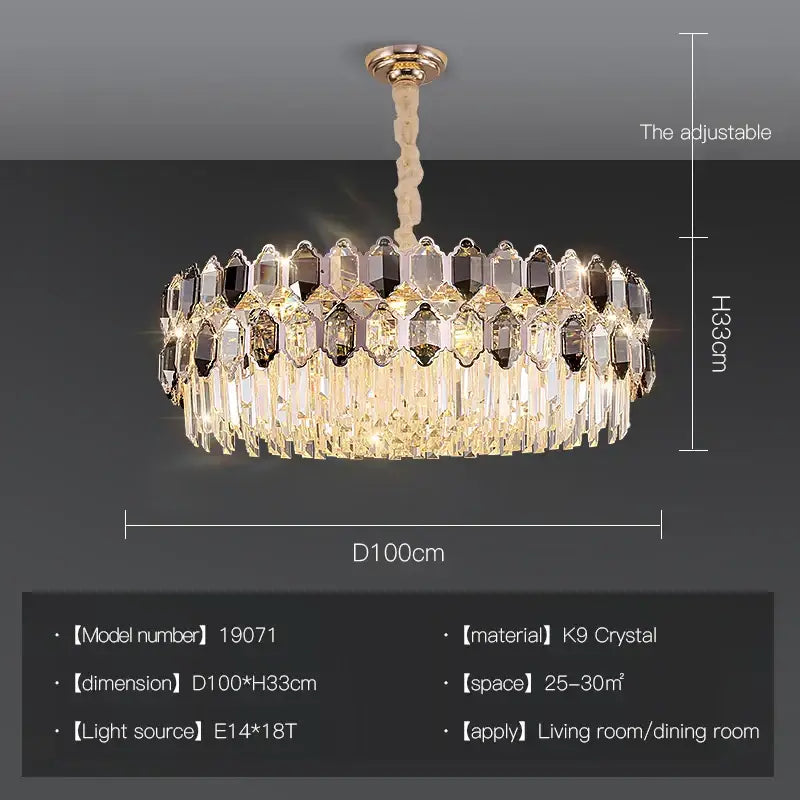 Tiered Crystal Brass Chandelier