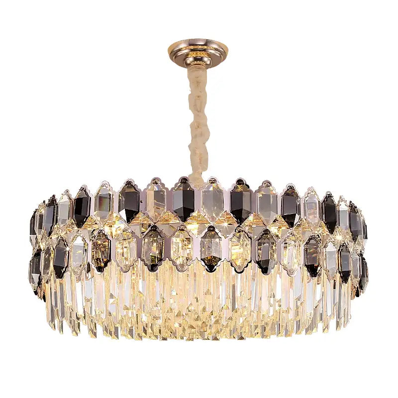 Tiered Crystal Brass Chandelier