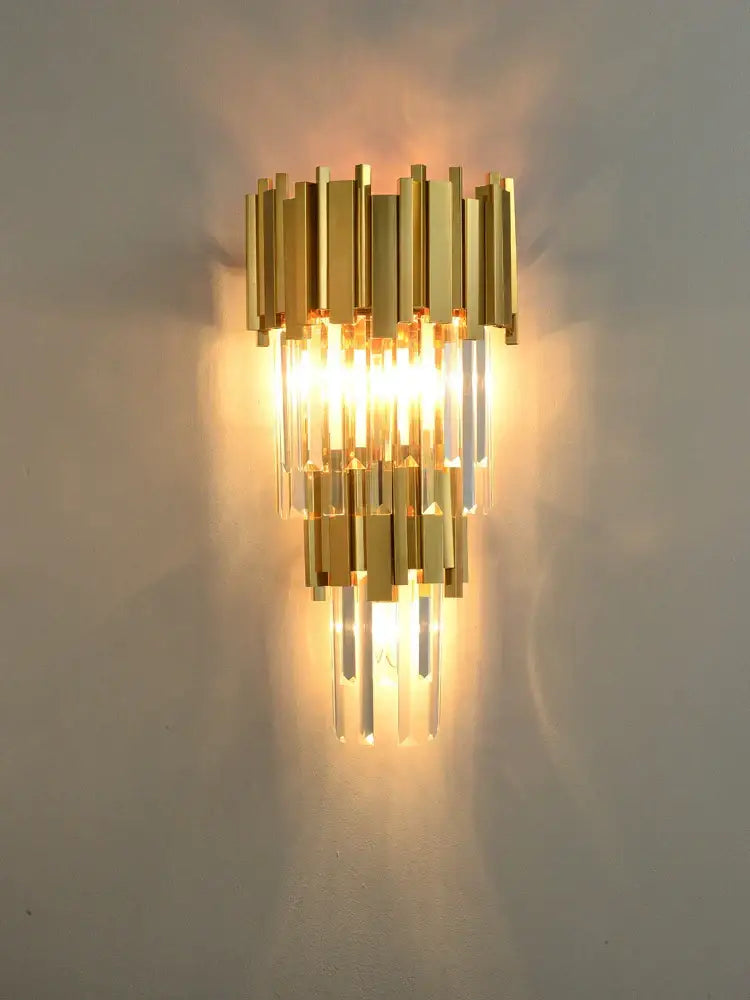 Gold Crystal LED Sconce Art Deco Style