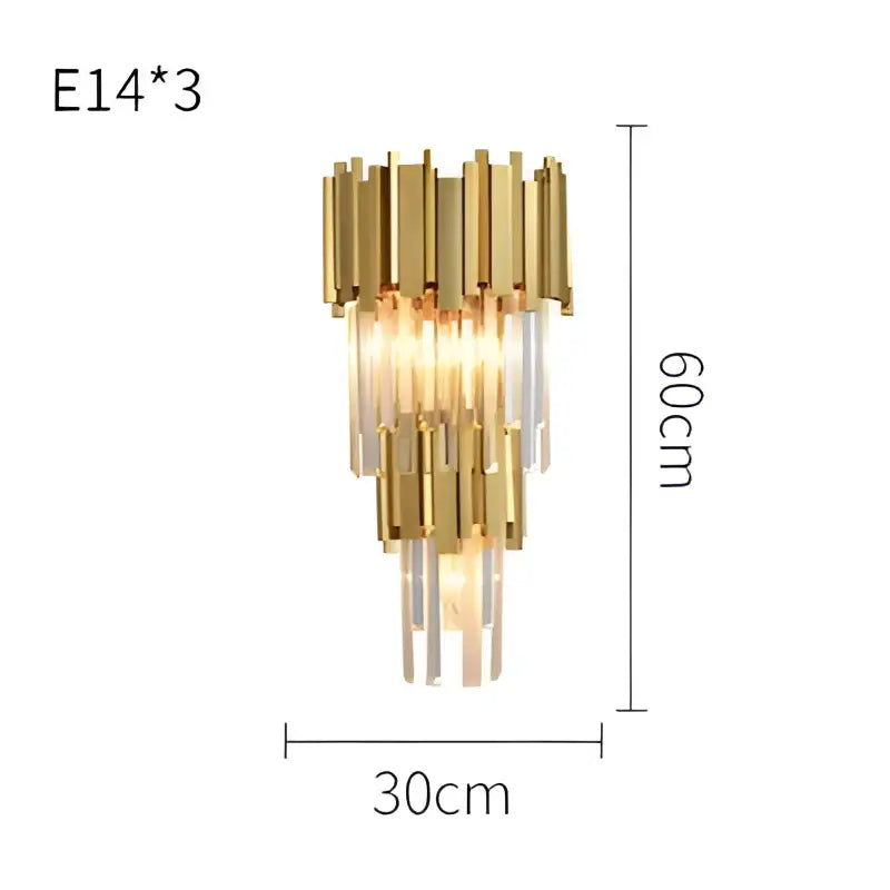 Gold Crystal LED Sconce Art Deco Style