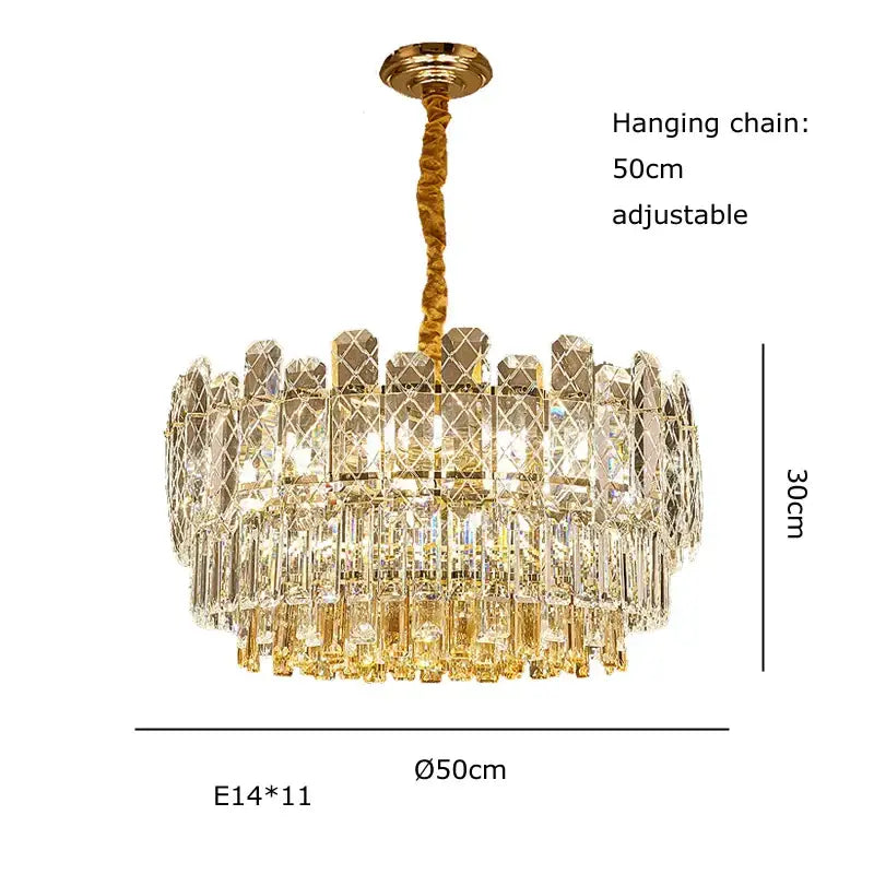Gold Crystal Chandelier Light Up To 150cm