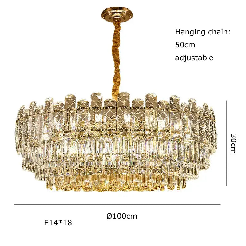 Gold Crystal Chandelier Light Up To 150cm