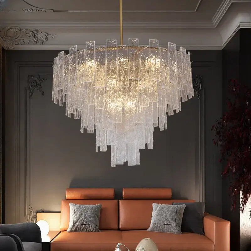 Frosted Glass Crystal Chandelier