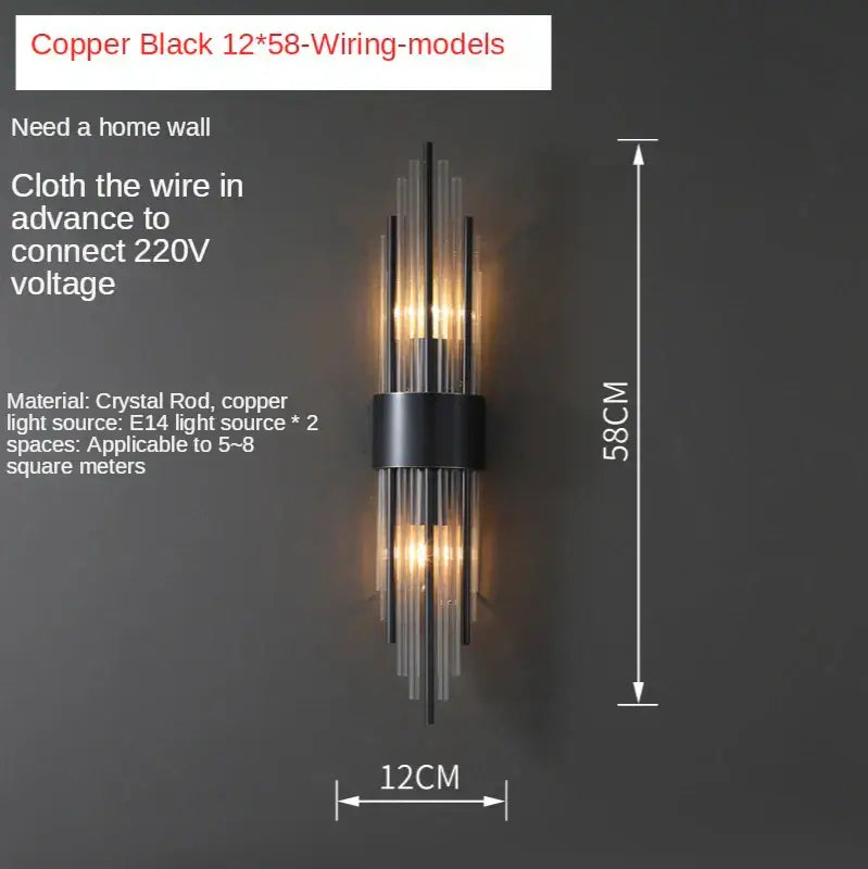 Crystal Copper Wall Light