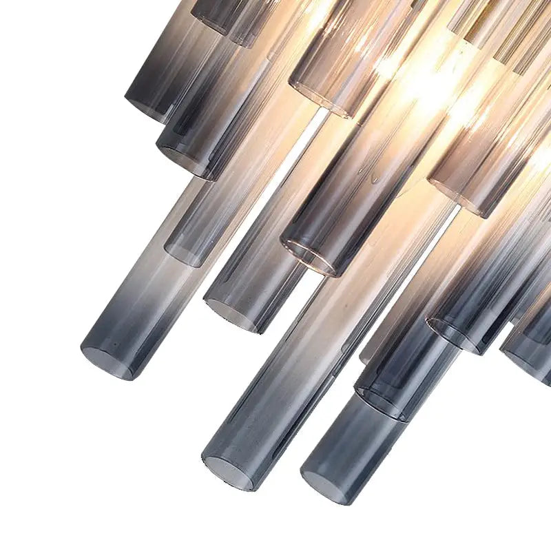 Brass Gray Cylinder Light Fluted Two-Light